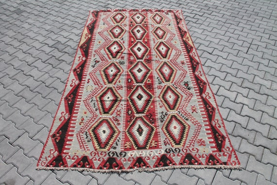 Kilim Rug, Kilim, Vintage Turkish Kilim Rug, 116