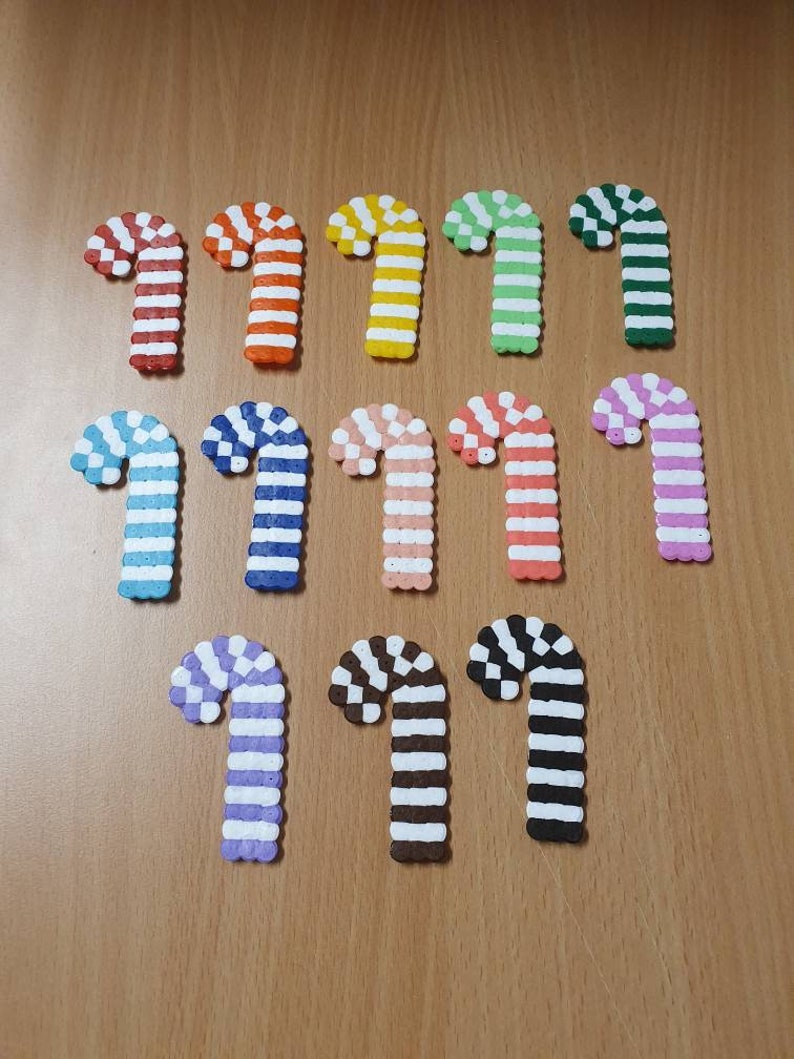 Candy Canes Cute Christmas Holiday Perler Bead Fuse Etsy