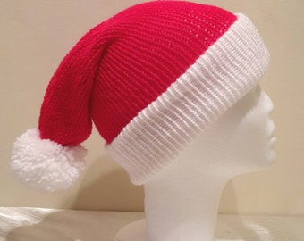 Santa Hat | Red Santa Hat | Adult Santa Hat | Festive Santa Hat | Christmas Santa Hat | Knitted Santa Hat | Christmas Party