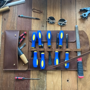 Leather Tool Roll, Leather Pencil Roll, Gift, Australian Made
