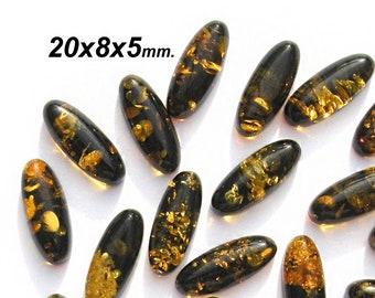 Natural Baltic formed amber cabochon, 20x8x5 mm., oval shape, amber gift jewelry