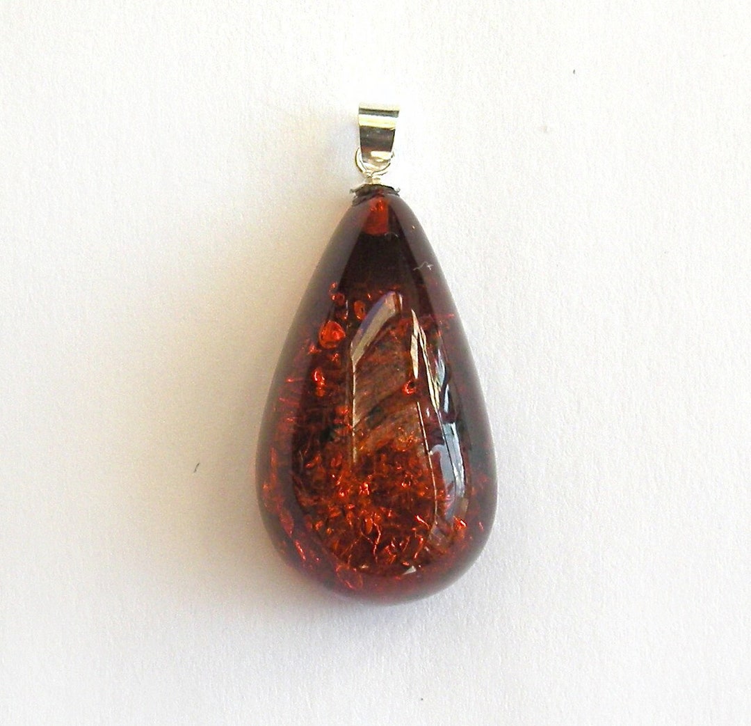 Pendentif En Ambre De La Baltique Et Argent 925 - Poids 2,4 G, Occasion