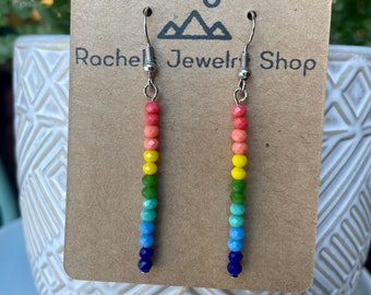Rainbow Pride Dangle Beaded Earrings