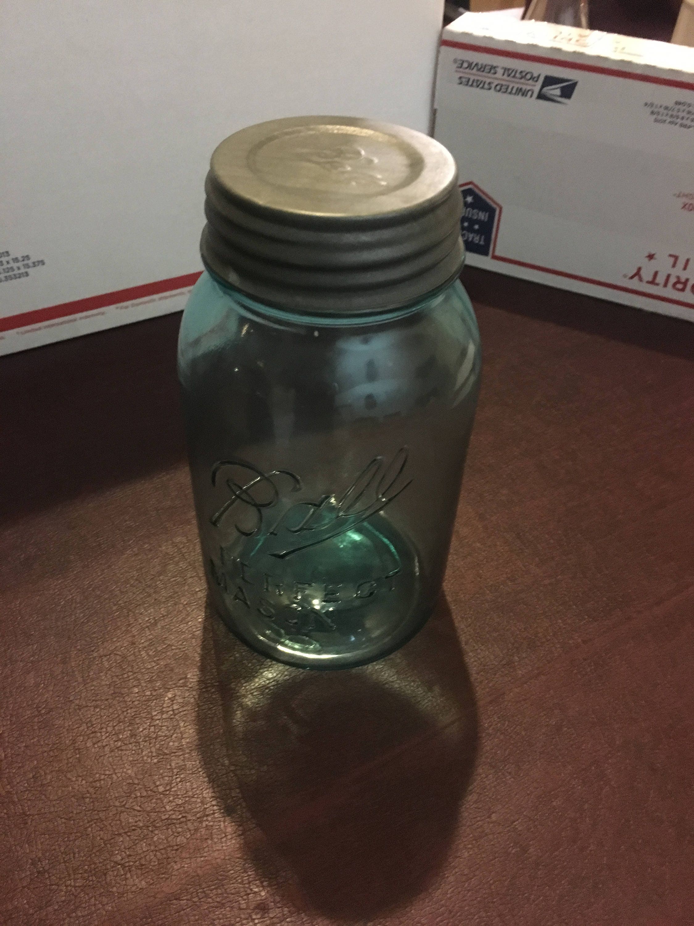 Vintage Ball Mason Quart Canning Jar Zinc Top