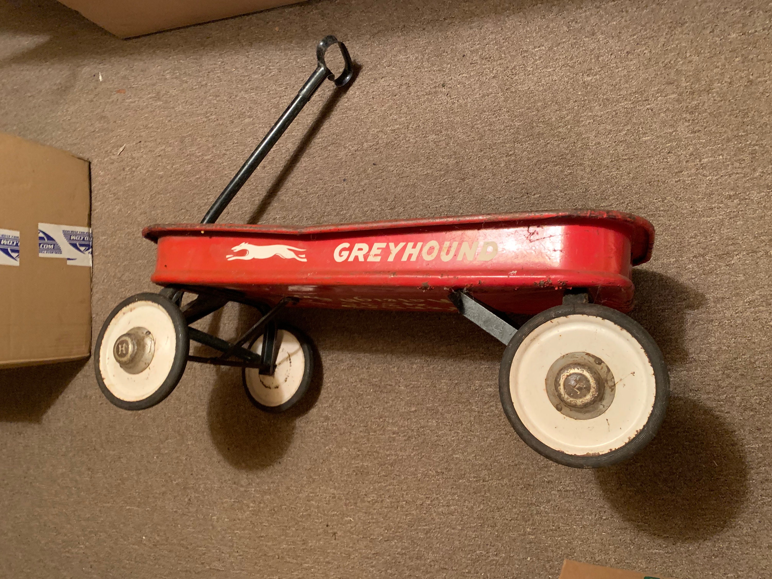 Vintage HAMILTON GREYHOUND Red Wagon Pull Toy with Lifetime Bearings