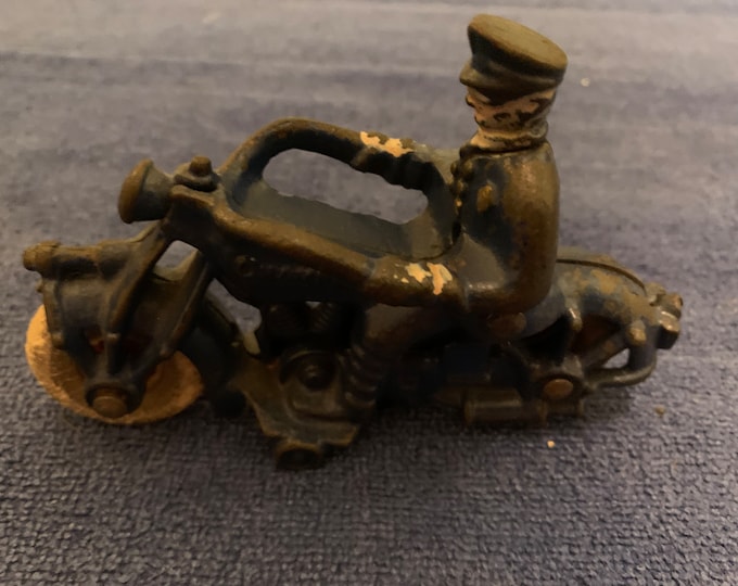 Pre War Vintage Cast Iron Champion Motorcycle Cop Childs Toy