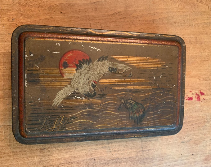 Loft Candy Tin Red Headed Crane with a Lobster Made in NY