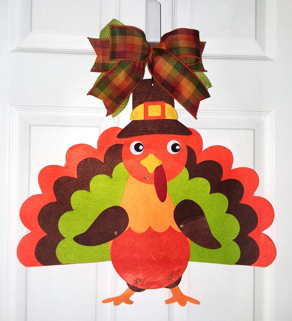 Turkey Door Hanger Thanksgiving Wreath Fall Turkey Wreath Etsy