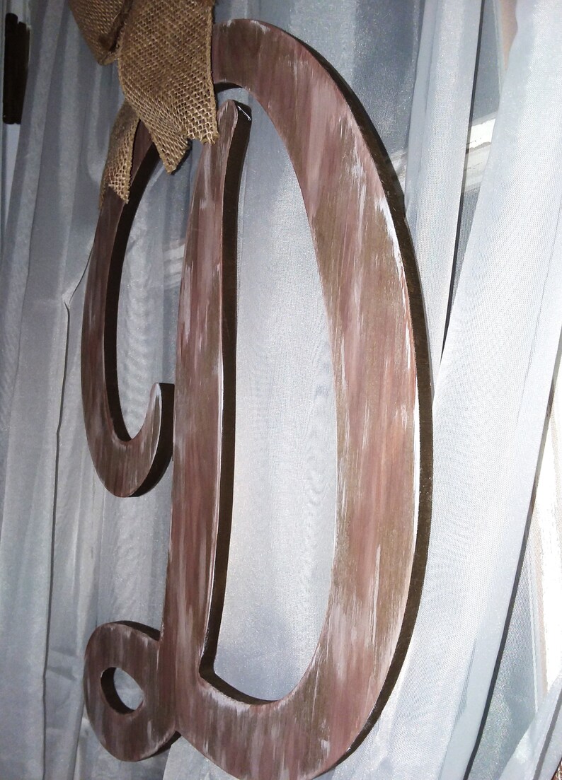 rustic monogram Letter D wreath Letter D door hanger Initial D door hanger wood hanging letters rustic initial wreath