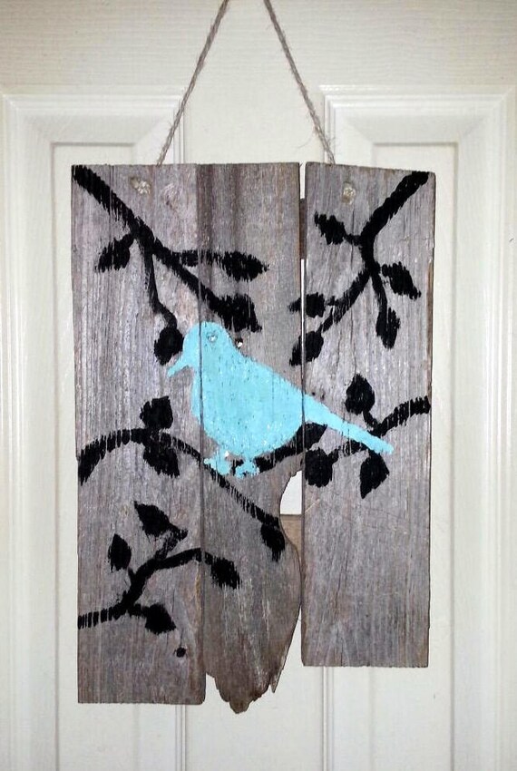 Bird Painting Bird on Reclaimed wood Bird on a branch art Etsy