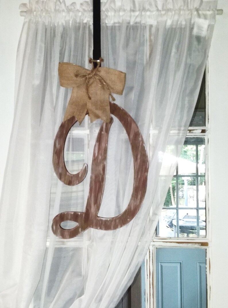 rustic monogram Letter D wreath Letter D door hanger Initial D door hanger wood hanging letters rustic initial wreath