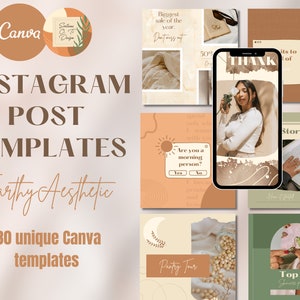 30 Beige Instagram Post Templates for Influencer, Editable Canva Insta Post, Influencer Social Media Design, Luxury Small Business Templates