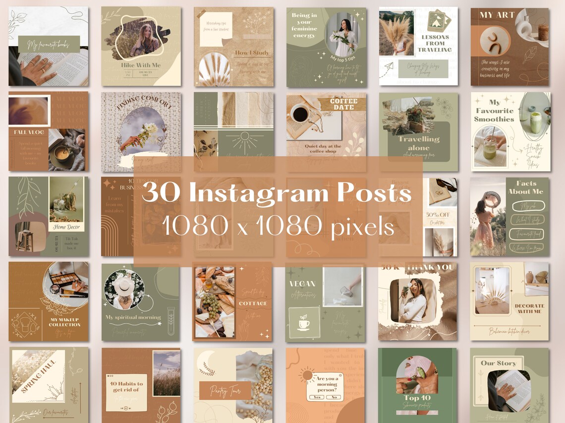 DIY Social Media Bundle, Canva Templates Instagram, Beige Highlight ...