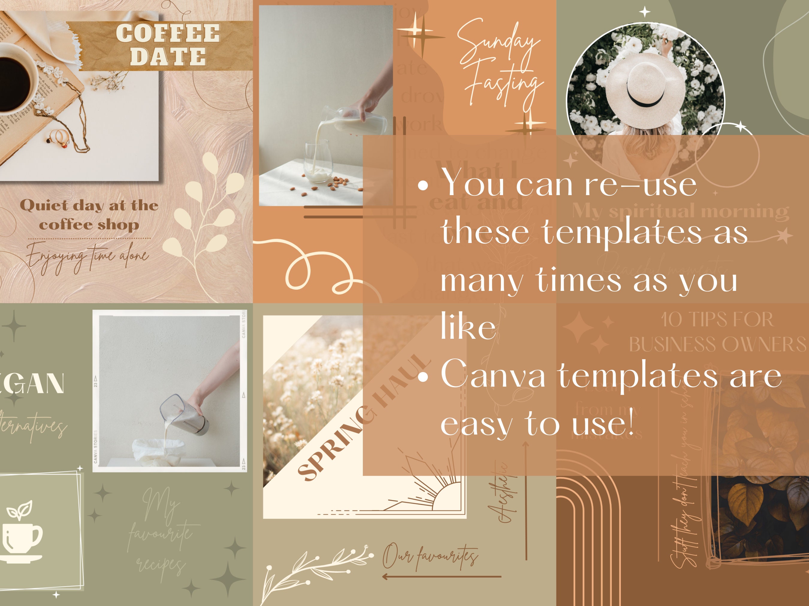 DIY Social Media Bundle Canva Templates Instagram Beige - Etsy