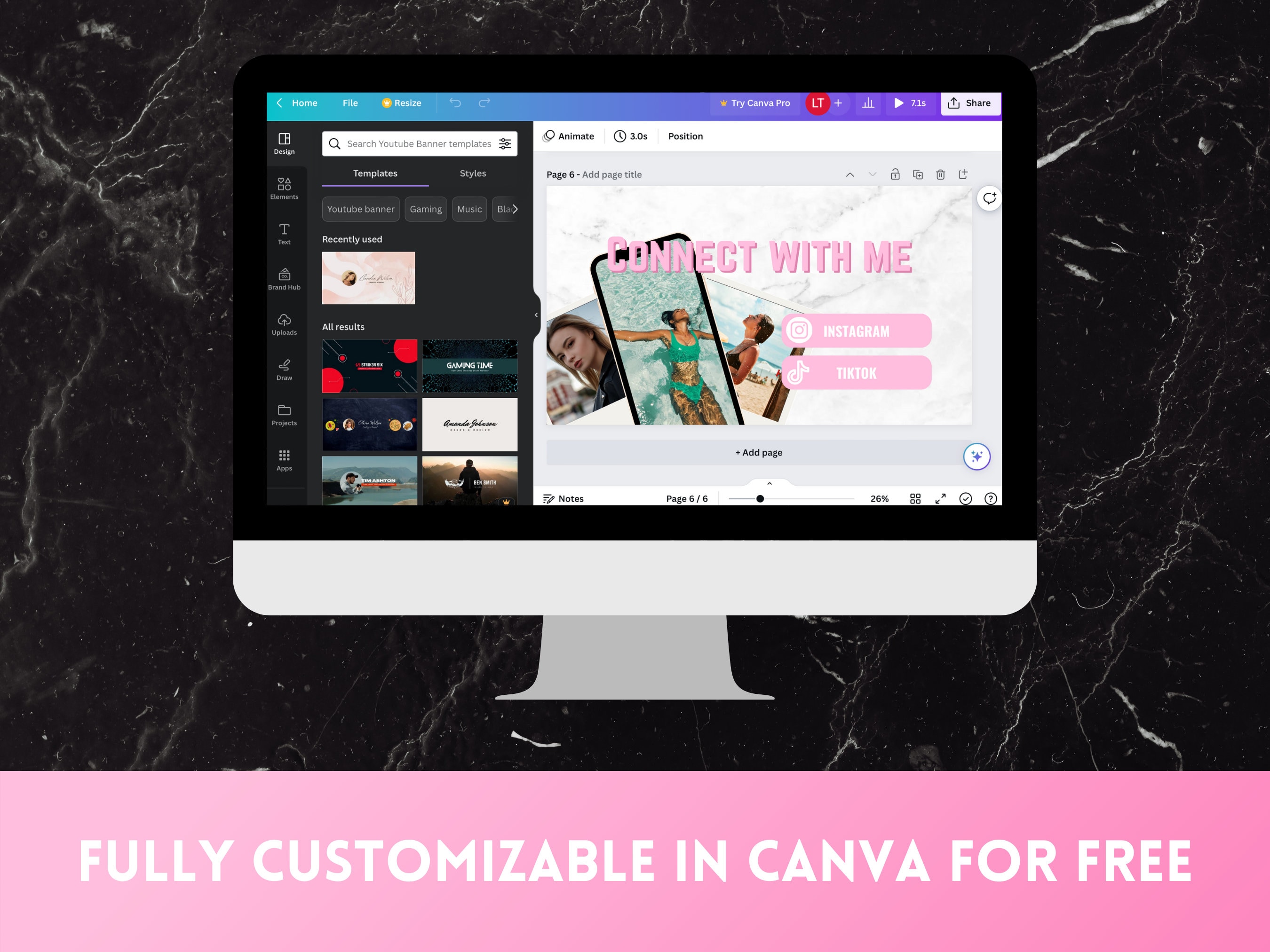Youtube Intro Banner Template Pink White, Youtube Branding Kit, White ...