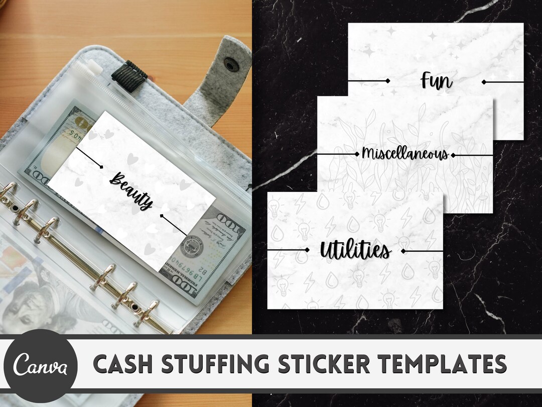 Luxury Cash Stuffing Label Template, Editable Cash Envelope Stickers ...