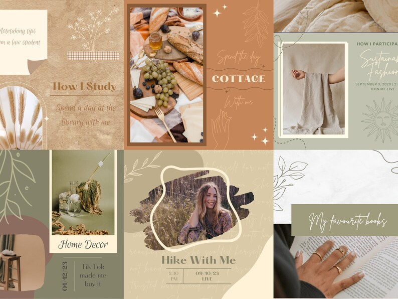 30 Beige Instagram Post Templates for Influencer, Editable Canva Insta ...