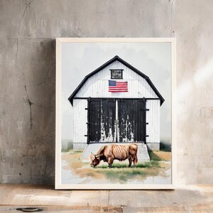 Barn Print, White Barn, Rustic Farmhouse Decor, Vintage Countryside Print, Country Home Decor, Printable Country Style Wall Decor, Barn Art