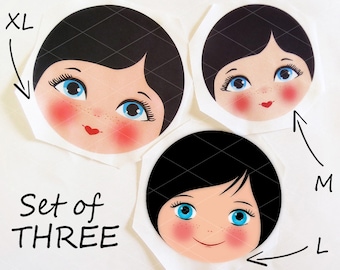 Babushka Matryoshka Cloth Face, set of 3 Fabric Faces