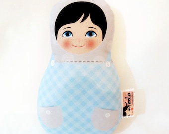 Boy Babushka matryoshka softie plush doll, Small, stuffed matryoshka