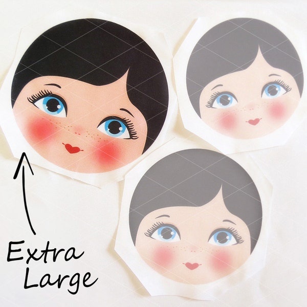 Babushka Matryoshka Cloth Face, Fabric Face, Doll making supplies, Extra large