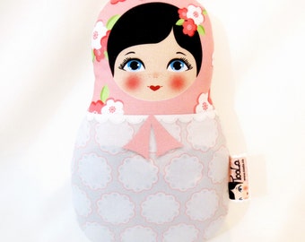 Babushka matryoshka softie plush doll, Small, stuffed matryoshka