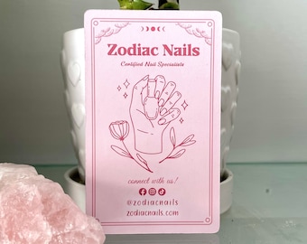 Tarot Style Nail Tech Business Cards | Goth Spooky Theme (50 Cards)