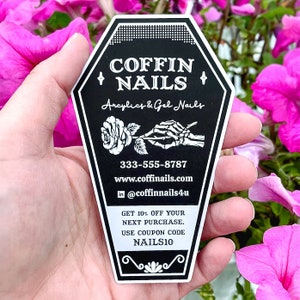 Coffin Gothic Business Cards - Nails, Hair, Tattoo Personalized For your small business