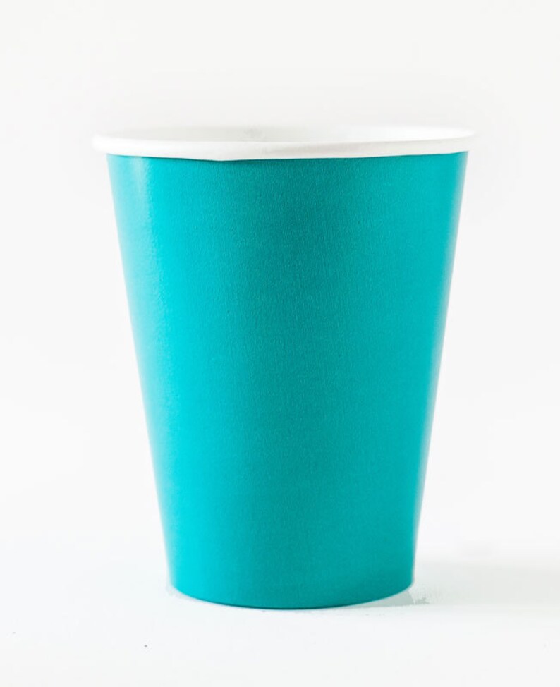 Teal blue paper Cups Set of 24. Blue paper cups. Teal paper Etsy