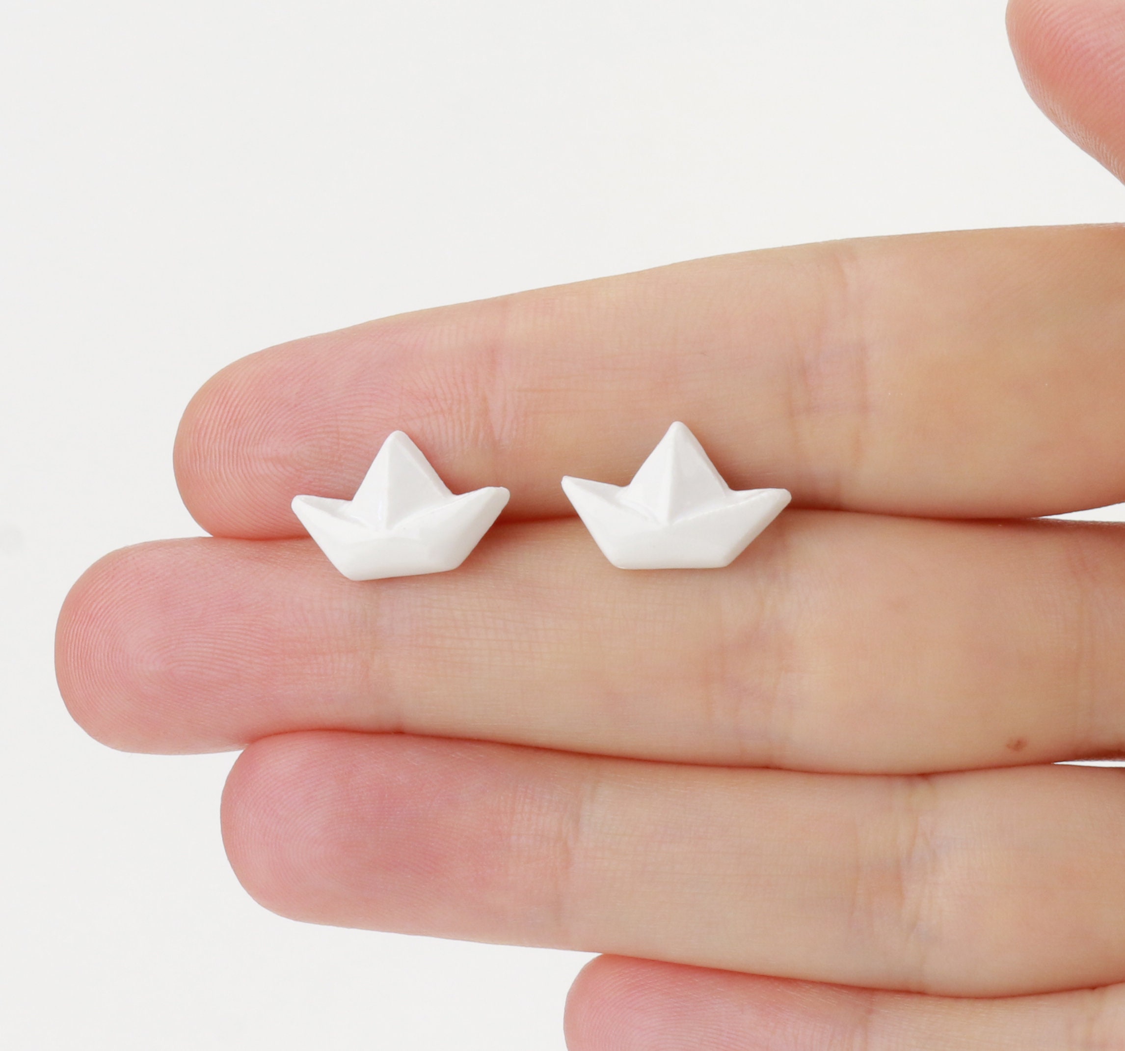 Ceramic ship earrings White ship Earrings Boat Jewelry white Etsy