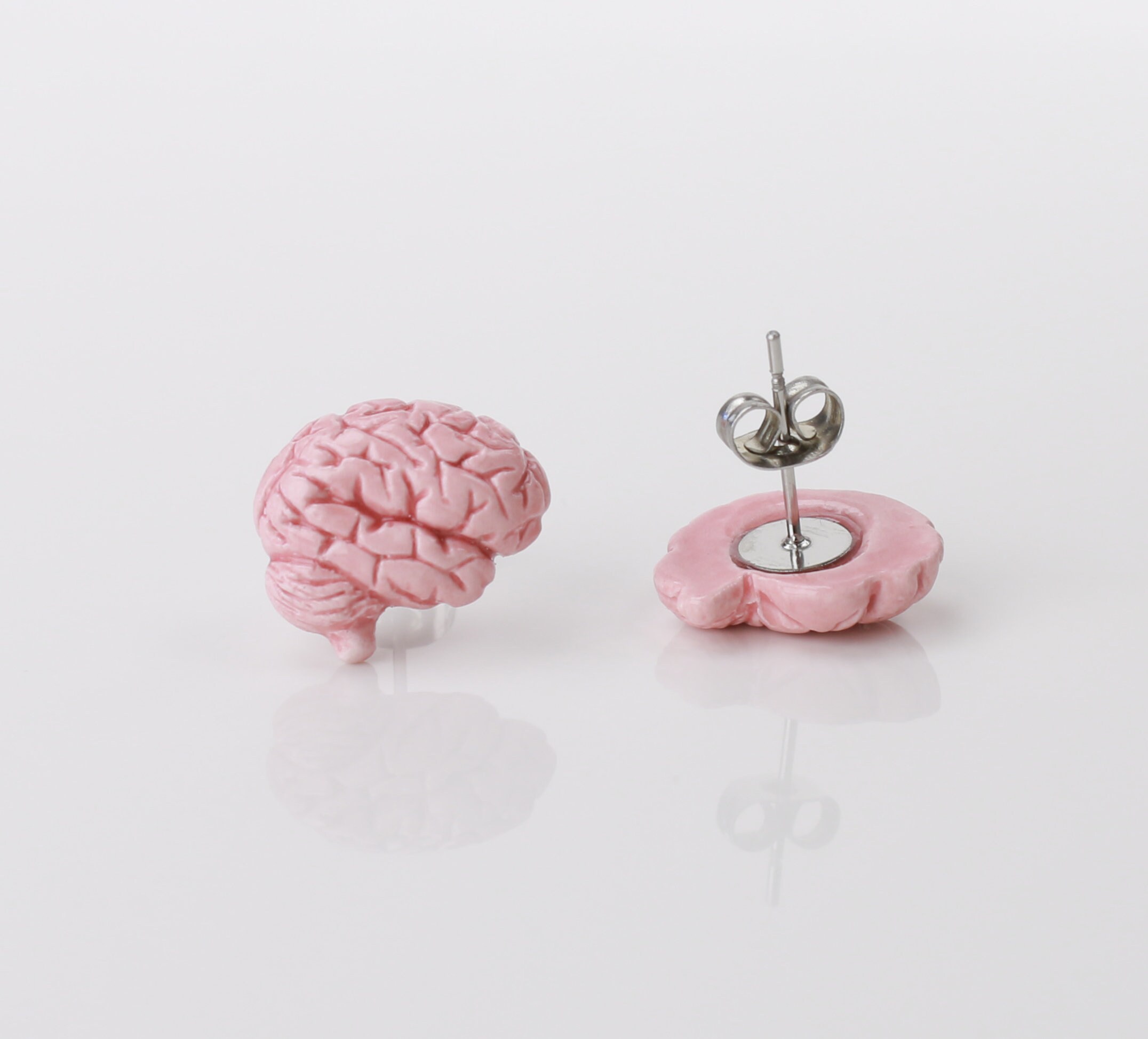 Ceramic human brain Earrings Brain stud pin Anatomical brain Etsy