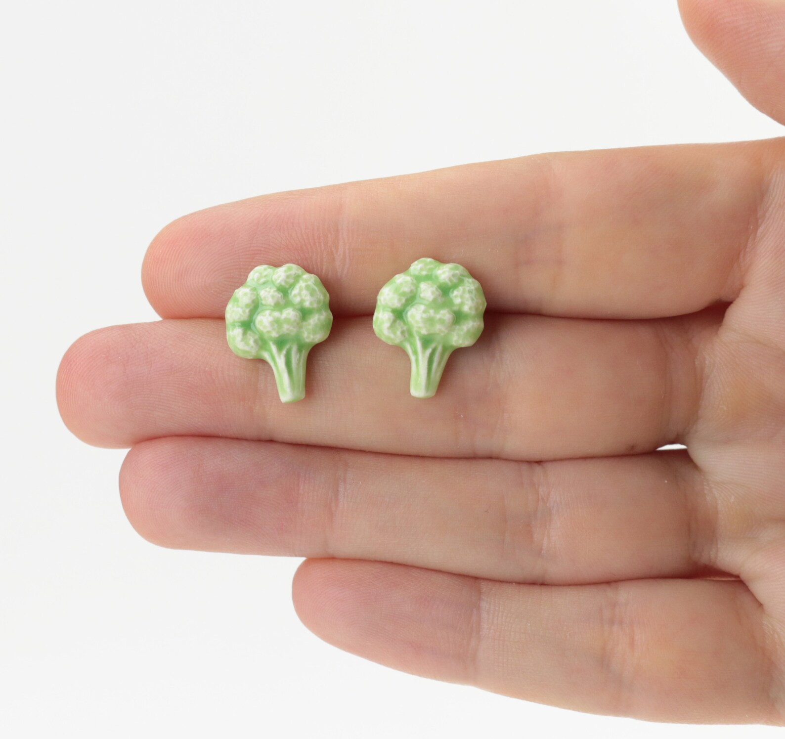 Ceramic Broccoli Earrings Halloween Pumpkin Jewelry Gift Green Etsy