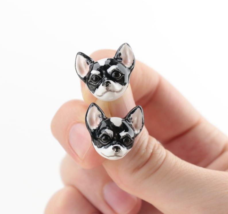 Chihuahua �eramic Ohrringe schwarz Hund Ohrringe Etsy