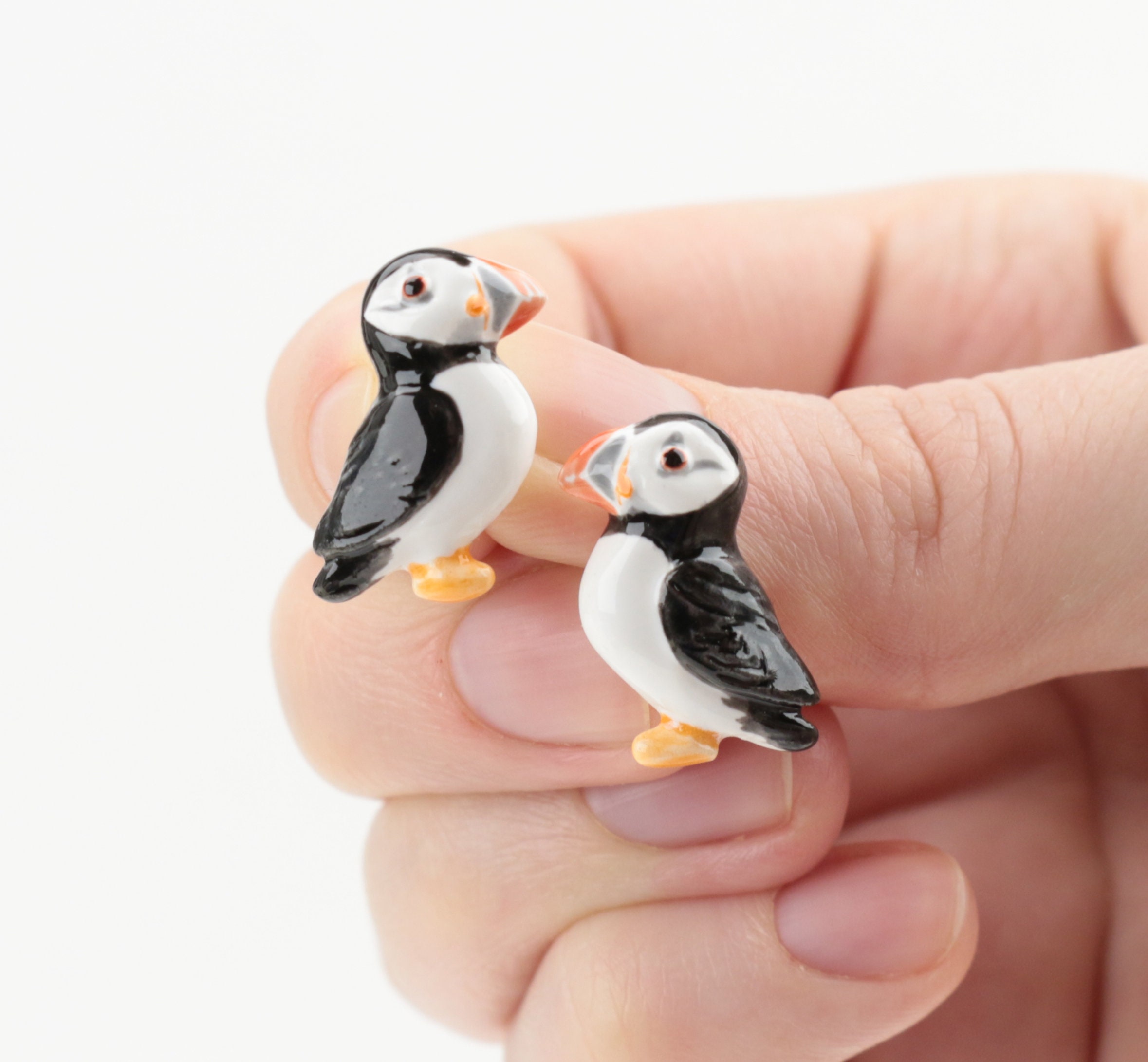 Puffin ceramic earrings Unique handmade studs Atlantic Puffin Etsy