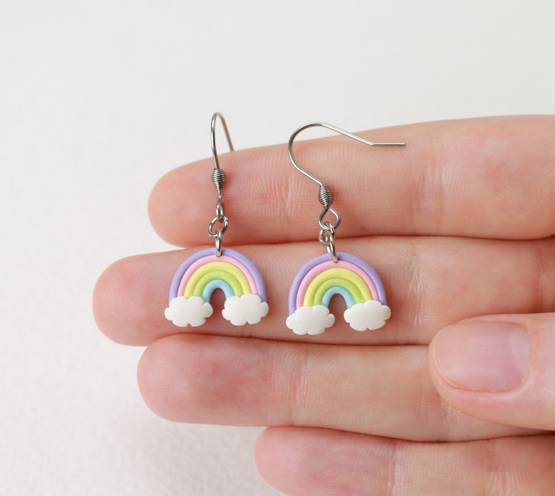 Kawaii Rainbow Cloud Earrings Kawaii cute stud Earrings Etsy