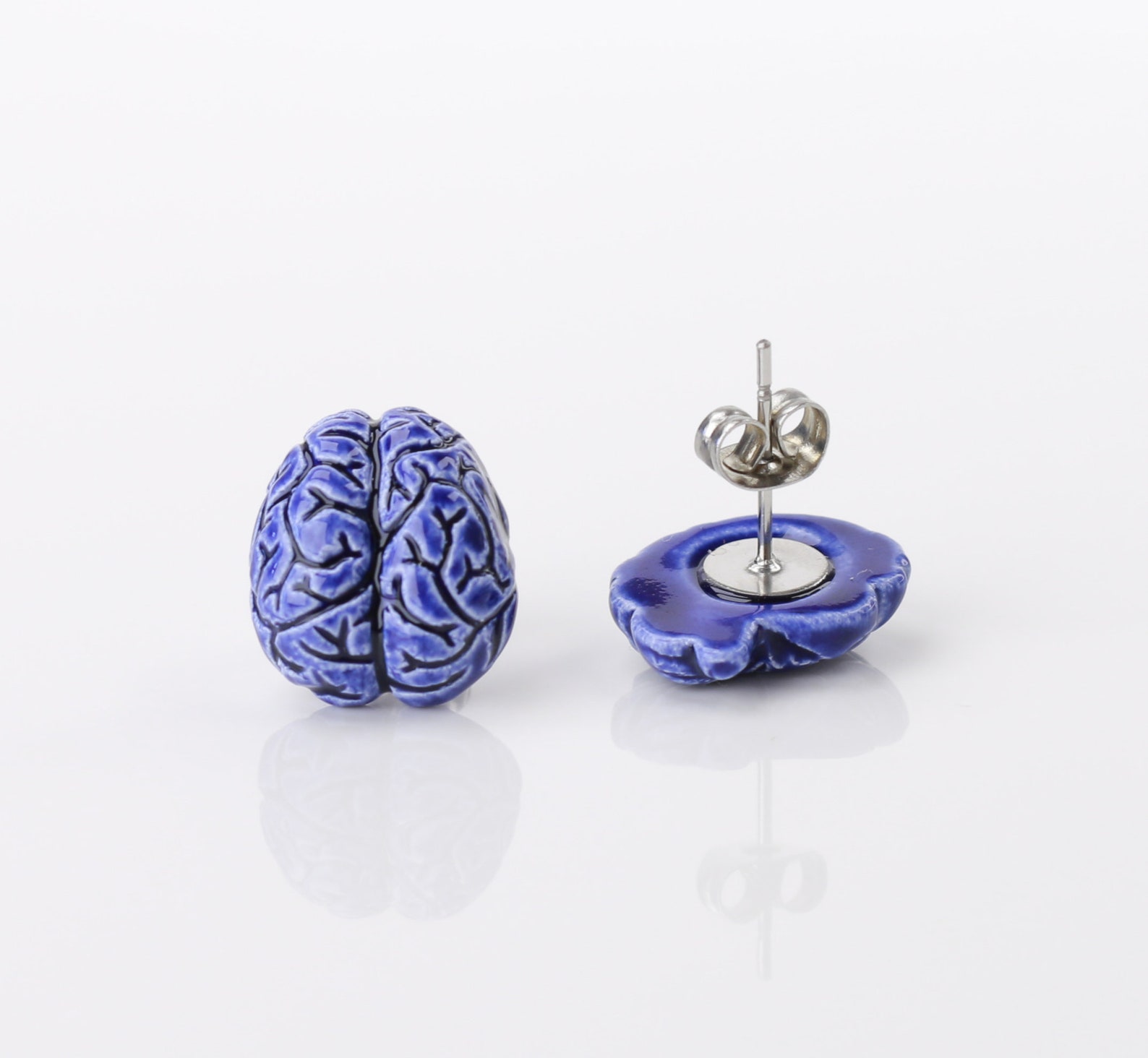 Ceramic human brain Earrings Brain stud pin Anatomical brain Etsy