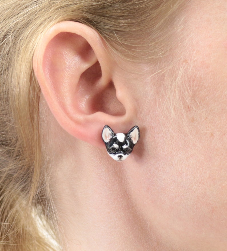 Chihuahua �eramic Ohrringe schwarz Hund Ohrringe Etsy