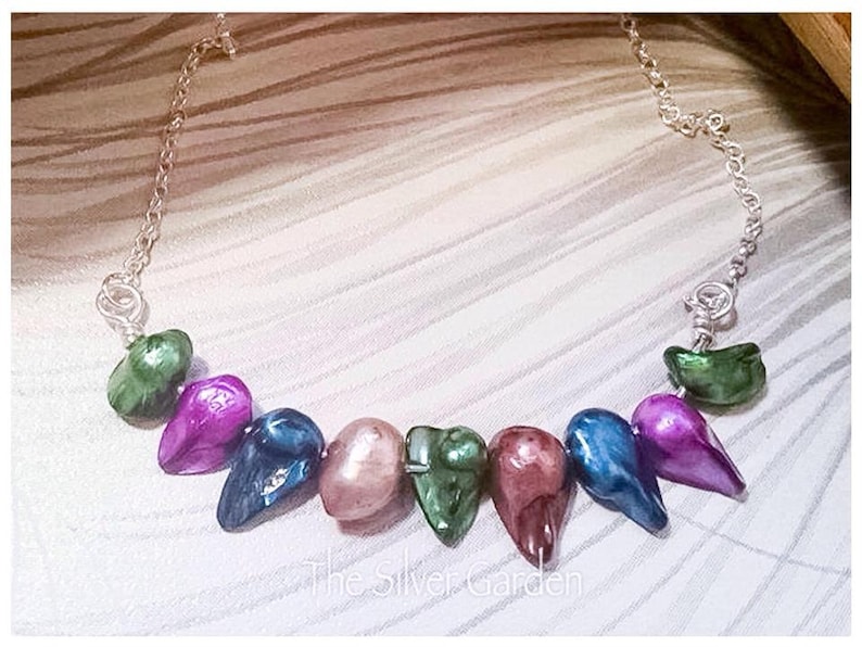 LGBT Jewellery Coloured Pearls Real Pearl Necklace Rainbow Pearl Necklace Rainbow Necklace Blister Pearl Necklace Rainbow Jewellery