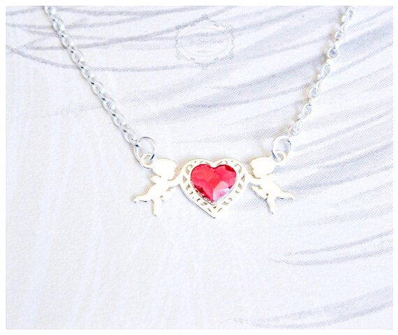 Crystal Cupid Necklace Swarovski Heart Jewellery - Swarovski Red Heart Eros Pendant Crystal Cupid Necklace Swarovski Heart Jewellery - Swarovski Red Heart Eros Pendant