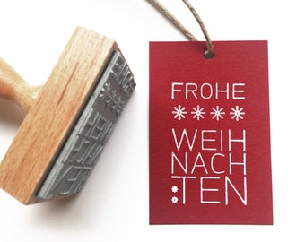 Weihnachtsstempel für Geschenkanhänger Frohe Weihnachten