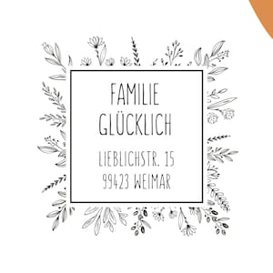 Timbro indirizzo Nome 03 | Timbro Indirizzo | Famiglia di francobolli | matrimonio timbro | regalo | timbro personalizzato | Fiori