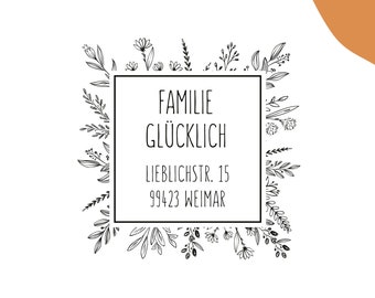 Adressstempel | Stempel Adresse | Stempel Familie | Stempel Hochzeit | Geschenk | Stempel personalisiert | Blumen