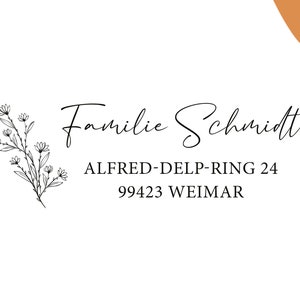 Adressstempel Name 01 | Stempel Adresse | Stempel Familie | Stempel Hochzeit | Geschenk | Stempel personalisiert | Gräser | Blumen