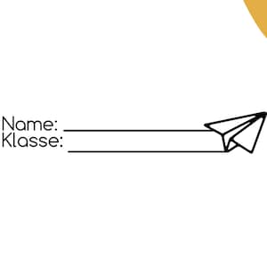Timbro scolastico 43 nome | classe | Aeroplano di carta con motivo | scuola | personalizzazione