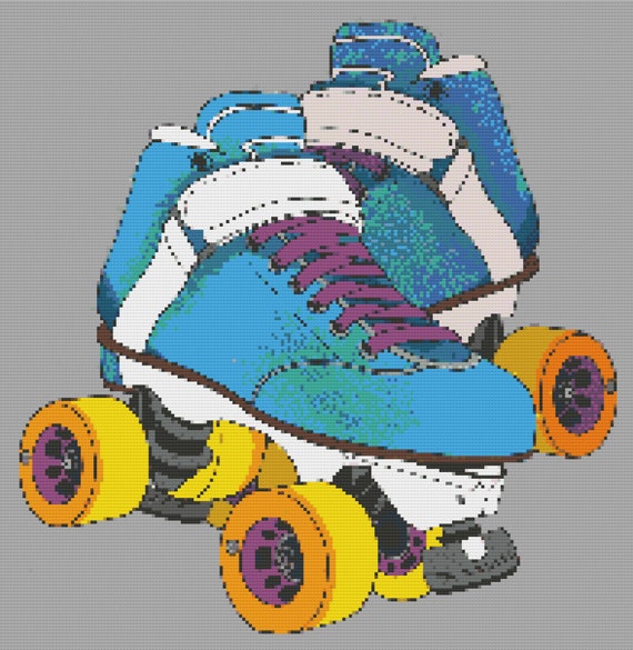 Roller Skates Cross Stitch PDF pattern Roller Derby Etsy