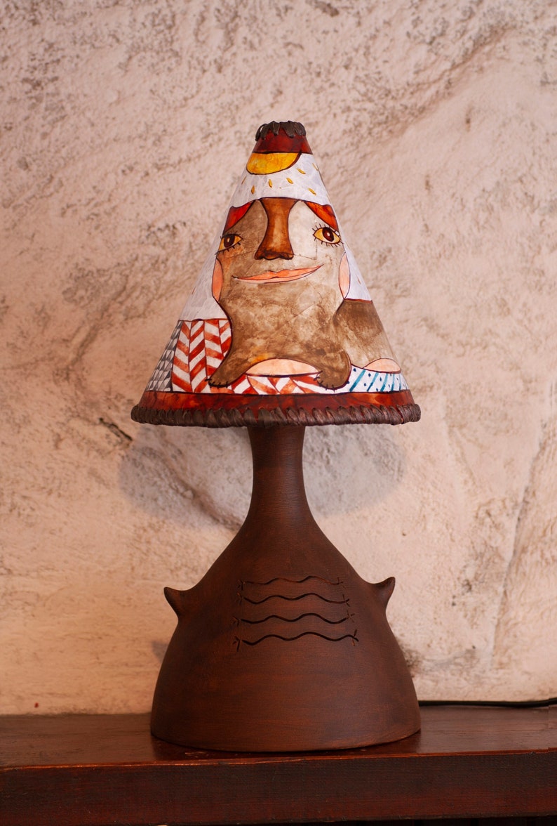 Table Lamp Modern, Bedside Table Lamp, Abstract Lamp, Handmade Lamp, Rustic Lamp, Art Lover Gift image 1