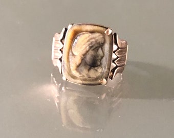Antique 10K Rose Gold Tigers Eye Intaglio Ring
