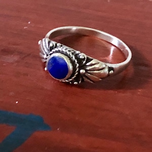 Richly Ornamented Lapis Sterling Silver Ring