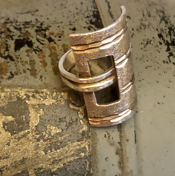 Bold Modern Sterling Silver Statement Ring - image 3