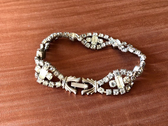 Glamorous Vintage Rhinestone Bracelet - Hallmarked - image 3